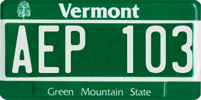 VT license plate AEP103