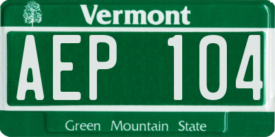 VT license plate AEP104
