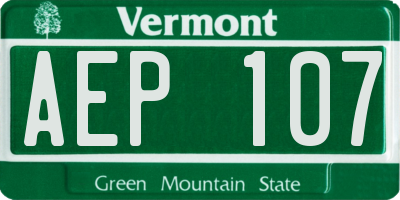 VT license plate AEP107