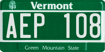 VT license plate AEP108