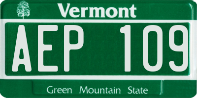 VT license plate AEP109