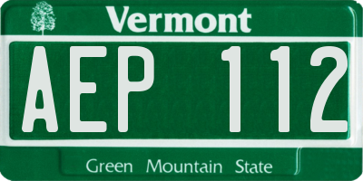 VT license plate AEP112