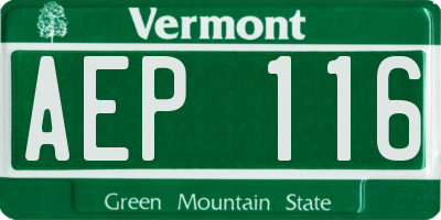 VT license plate AEP116