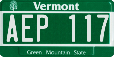 VT license plate AEP117