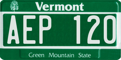 VT license plate AEP120