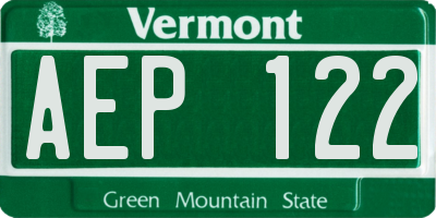 VT license plate AEP122