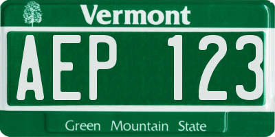 VT license plate AEP123