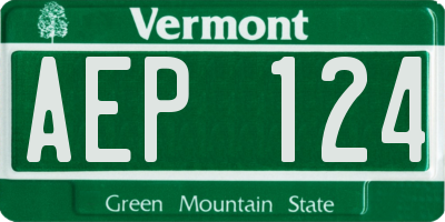 VT license plate AEP124