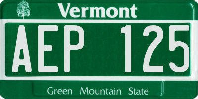 VT license plate AEP125