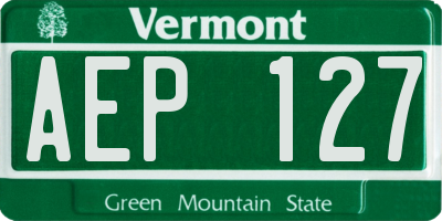 VT license plate AEP127