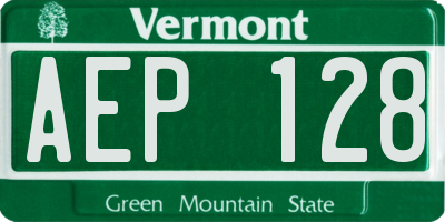 VT license plate AEP128