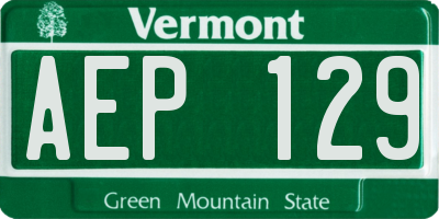 VT license plate AEP129