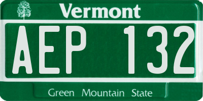 VT license plate AEP132