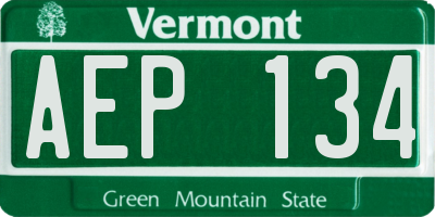 VT license plate AEP134