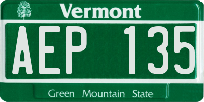 VT license plate AEP135