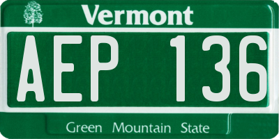 VT license plate AEP136
