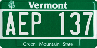 VT license plate AEP137