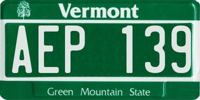 VT license plate AEP139