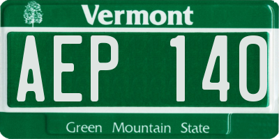 VT license plate AEP140