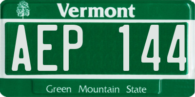 VT license plate AEP144