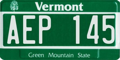 VT license plate AEP145
