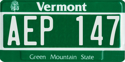 VT license plate AEP147