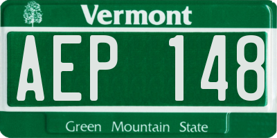 VT license plate AEP148