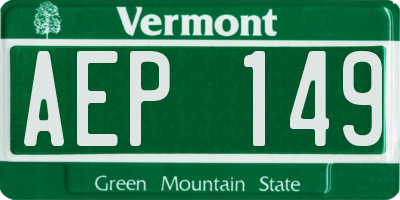 VT license plate AEP149