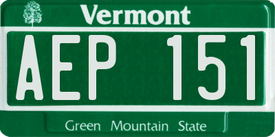 VT license plate AEP151