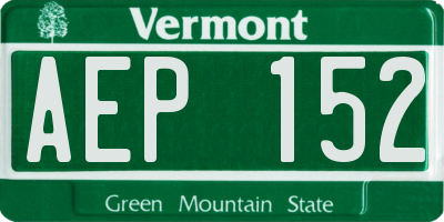 VT license plate AEP152