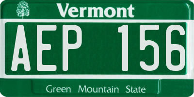 VT license plate AEP156