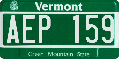 VT license plate AEP159