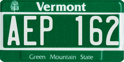 VT license plate AEP162