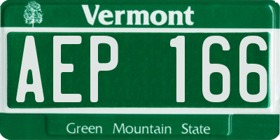 VT license plate AEP166