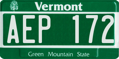 VT license plate AEP172