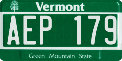 VT license plate AEP179