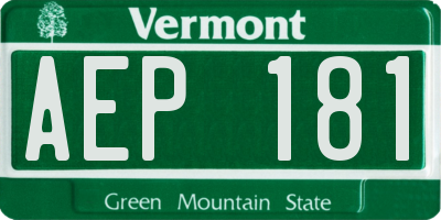 VT license plate AEP181
