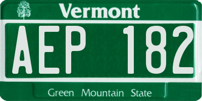 VT license plate AEP182