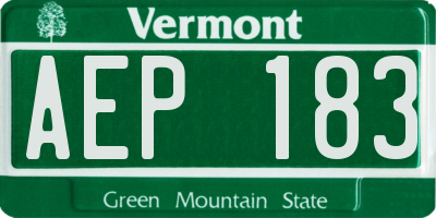 VT license plate AEP183
