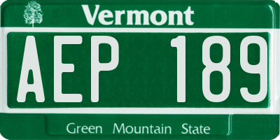VT license plate AEP189