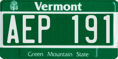 VT license plate AEP191