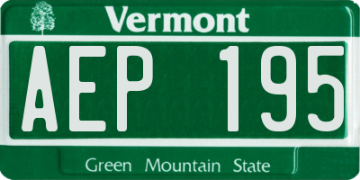 VT license plate AEP195