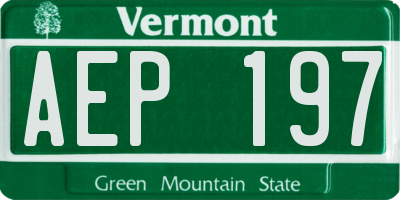 VT license plate AEP197
