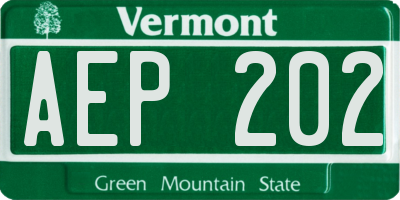 VT license plate AEP202