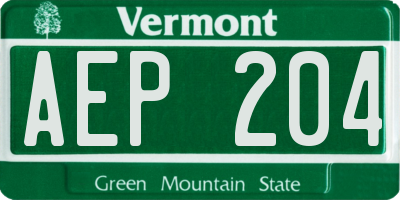 VT license plate AEP204