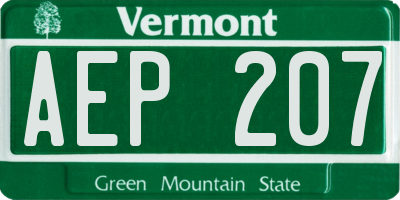 VT license plate AEP207