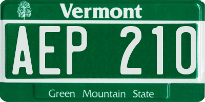 VT license plate AEP210