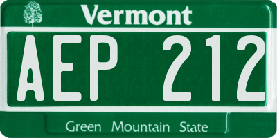 VT license plate AEP212