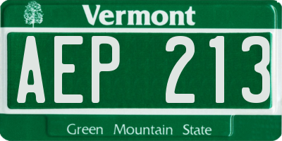 VT license plate AEP213