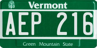 VT license plate AEP216